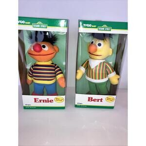 VINTAGE 1995 Bert & Ernie 12" Plushie Set TYCO My First Soft Friend NEW IN BOX